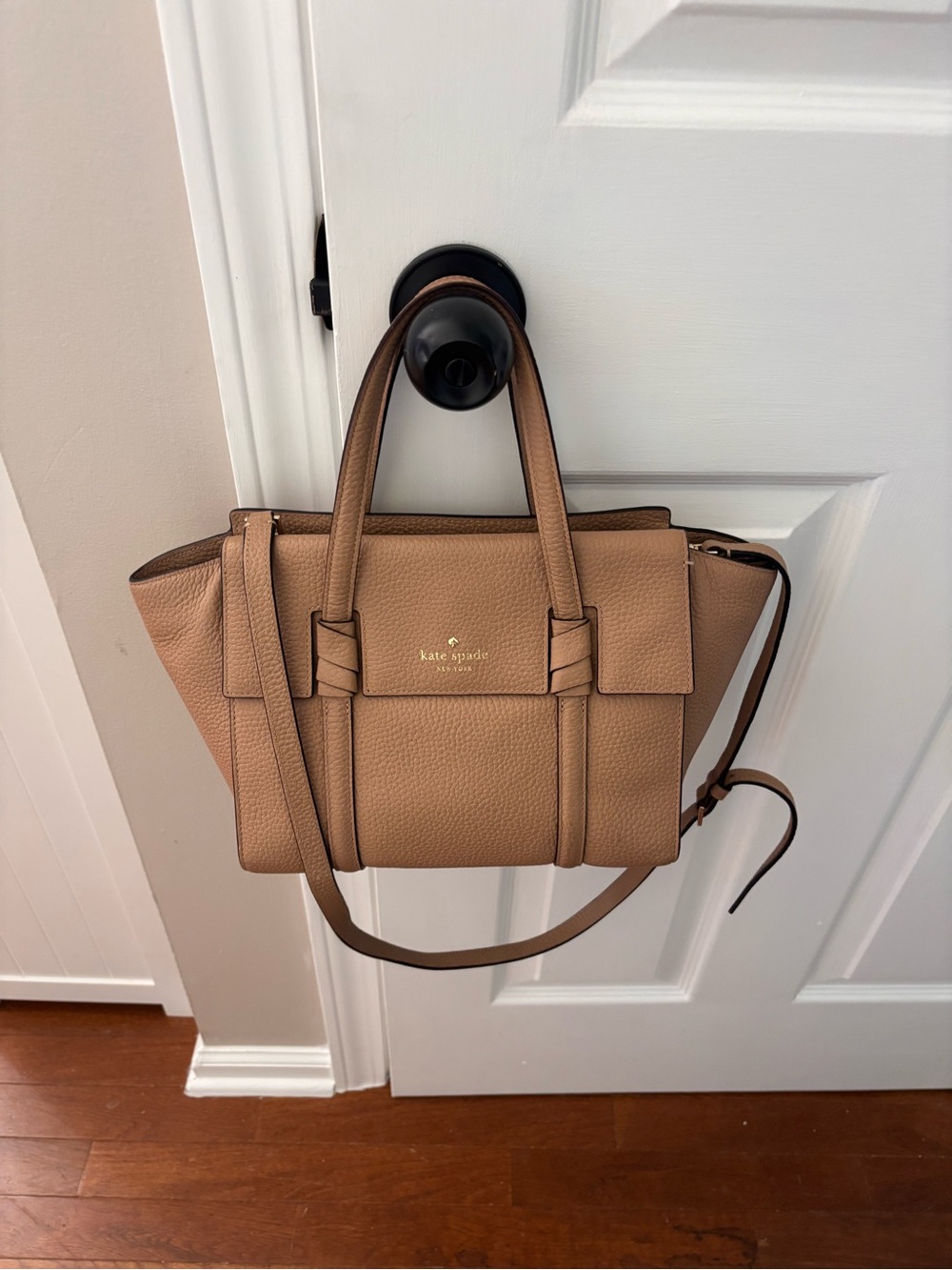 kate spade Tan Pebbled Leather Satchel with Shoulder Strap
